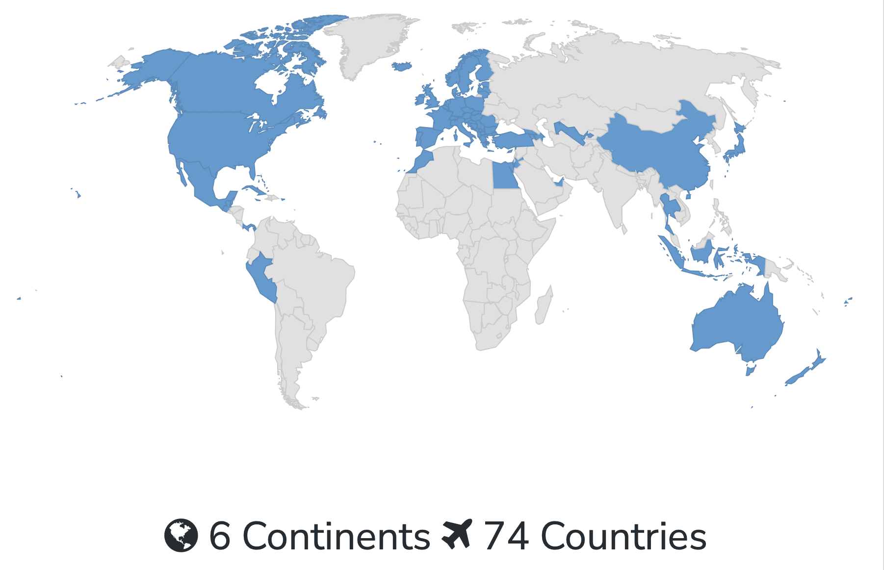 The Evolista World Travel Challenge Countries Visited Map
